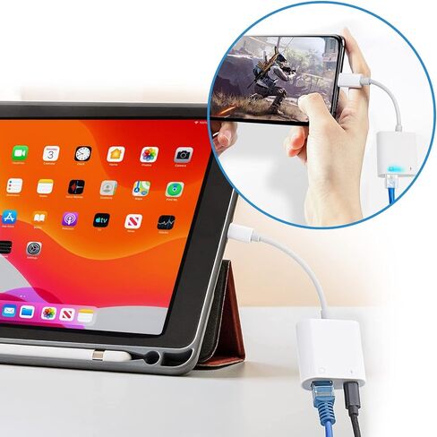محول إيثرنت USB-C مع الشحن - محول شبكة LAN محمول متوافق مع iPhone 15 Pro/Max/Plus وMacBook Pro/Air 2018 وSamsung وiPad والمزيد in Kuwait
