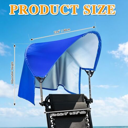 Beach Chair Canopy Umbrella Sun Shade Attachment, Adjustable Top 17-27.5 IN in Kuwait