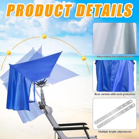 Beach Chair Canopy Umbrella Sun Shade Attachment, Adjustable Top 17-27.5 IN in Kuwait