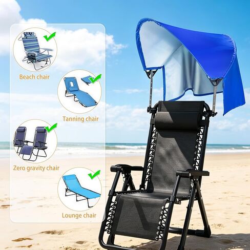 Beach Chair Canopy Umbrella Sun Shade Attachment, Adjustable Top 17-27.5 IN in Kuwait