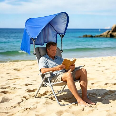 Beach Chair Canopy Umbrella Sun Shade Attachment, Adjustable Top 17-27.5 IN in Kuwait