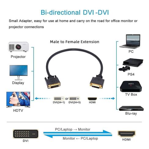 xiwai DVI 24+1 Male to Female Extension Cable 1.64FT/50cm, DVI-D Dual Link Digital Video for Monitor Graphics Card in Saudi Arabia