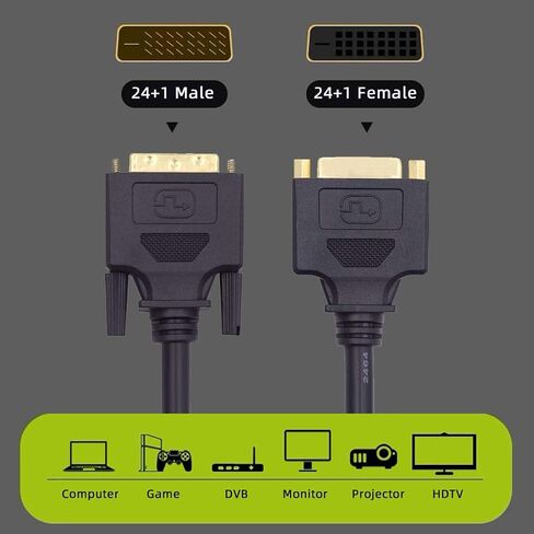xiwai DVI 24+1 Male to Female Extension Cable 1.64FT/50cm, DVI-D Dual Link Digital Video for Monitor Graphics Card in Saudi Arabia