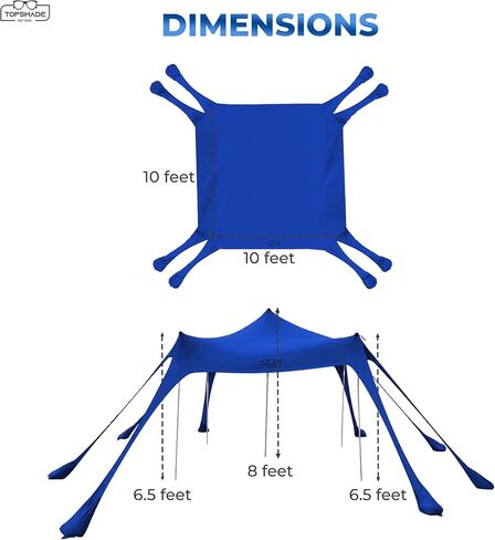 TopShade Beach Canopy Tent. Easy Setup, 10 ft x10 ft, Blue, Castle Mode in Kuwait