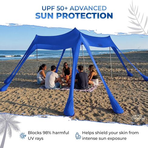 TopShade Beach Canopy Tent. Easy Setup, 10 ft x10 ft, Blue, Castle Mode in Kuwait