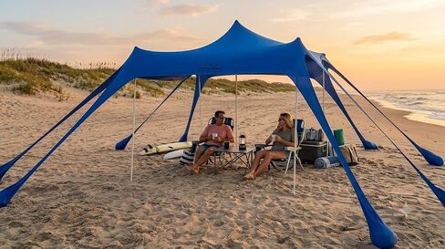 TopShade Beach Canopy Tent. Easy Setup, 10 ft x10 ft, Blue, Castle Mode in Kuwait