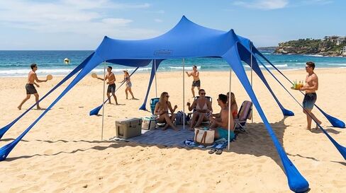 TopShade Beach Canopy Tent. Easy Setup, 10 ft x10 ft, Blue, Castle Mode in Kuwait