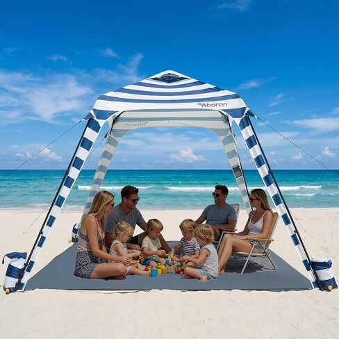 ABORON 10x10 FT Beach Cabana, 100 sq ft Beach Canopy with Side Wall for 4-6 Person, Easy Setup Wind-Resistant Cabana Tent for Camping, Tailgating & Outdoor Events in Kuwait