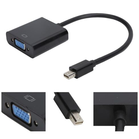 Limen 5.91 Inch Black ABS Housing Mini DP to VGA Adapter Plug and Play Converter Cable Portable Signal Adapter for Laptop ThinkPad PC and Projector in Saudi Arabia