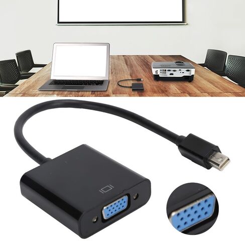 Limen 5.91 Inch Black ABS Housing Mini DP to VGA Adapter Plug and Play Converter Cable Portable Signal Adapter for Laptop ThinkPad PC and Projector in Saudi Arabia