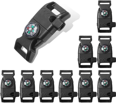 CooBigo 5/8" Compass Whistle Buckle Plastic Paracord Bracelet Outdoor Camping Emergency Survival Travel Kits in Kuwait