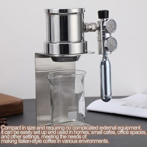 Pneumatic Espresso Coffee Machine, Manual Air Pressure Coffee Maker with Pressure Gauge and Pressure Relief Valve, Stainless Steel Material, Detachable Portable Design for Home, Travel, Camping in Saudi Arabia