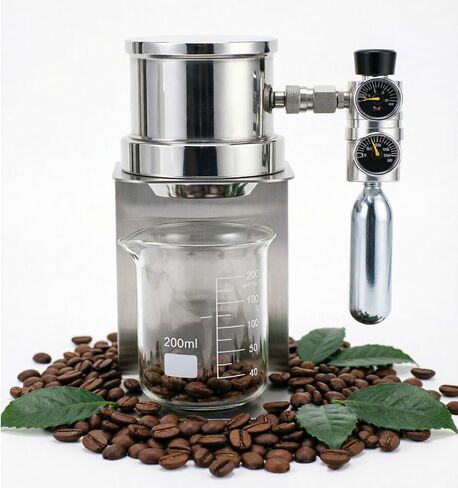 Pneumatic Espresso Coffee Machine, Manual Air Pressure Coffee Maker with Pressure Gauge and Pressure Relief Valve, Stainless Steel Material, Detachable Portable Design for Home, Travel, Camping in Saudi Arabia