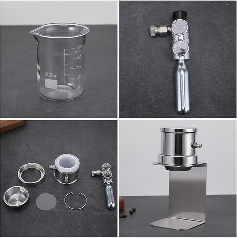 Pneumatic Espresso Coffee Machine, Manual Air Pressure Coffee Maker with Pressure Gauge and Pressure Relief Valve, Stainless Steel Material, Detachable Portable Design for Home, Travel, Camping in Saudi Arabia