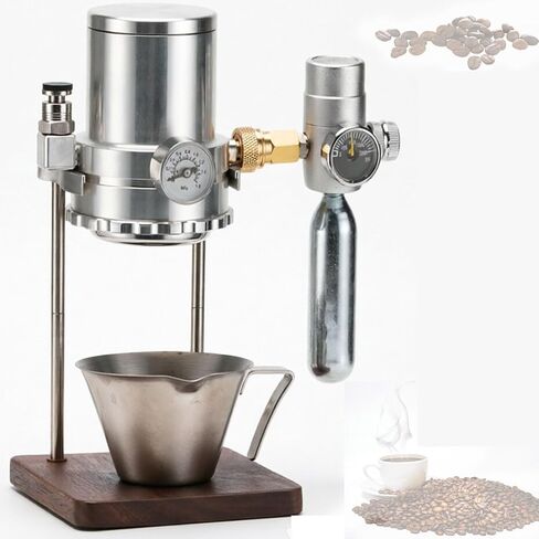 Pneumatic Espresso Machine, Manual Air Pressure Coffee Maker With Pressure Gauge And Relief Valve, 9 Bar Extraction, Wooden Base, Concentration Adjustable, For Home, Travel, Camping in Saudi Arabia