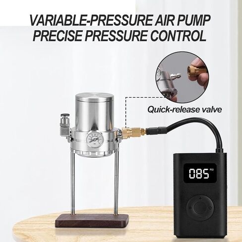 Pneumatic Espresso Machine, Manual Air Pressure Coffee Maker With Pressure Gauge And Relief Valve, 9 Bar Extraction, Wooden Base, Concentration Adjustable, For Home, Travel, Camping in Saudi Arabia