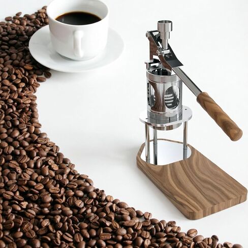 58mm Pneumatic Coffee Machine, Manual Air Pressure Coffee Maker With Pressure Gauge And Wooden Base, 6-9 Bar Extraction, Stainless Steel Material, Detachable Portable Design For Home, Travel, in Saudi Arabia