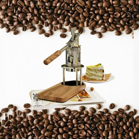 58mm Pneumatic Coffee Machine, Manual Air Pressure Coffee Maker With Pressure Gauge And Wooden Base, 6-9 Bar Extraction, Stainless Steel Material, Detachable Portable Design For Home, Travel, in Saudi Arabia