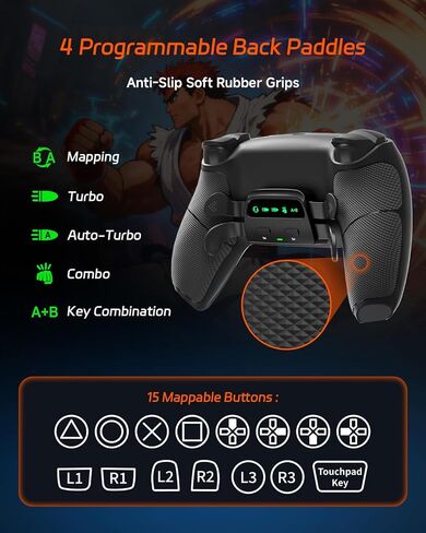 CHARM FOCUS Modified PS5Controller, 4 Remappable Back Paddle for PS5 & PC in Kuwait