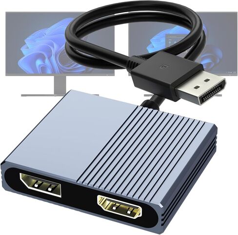 DisplayPort to HDMI and DisplayPort Adapter, 4K@60Hz Dual Monitor Adapter, DP to HDMI/Display Port Splitter 1 in 2 Out Extended Display, DisplayPort MST Hub for Desktop Laptop Graphic Card in Kuwait