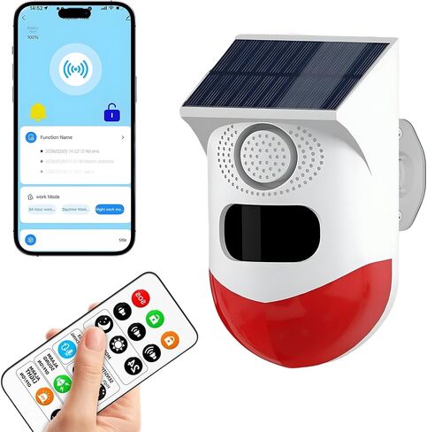 WiFi Motion Sensor, Solar Powered Sensor for Indoor/Outdoor Use, 0~120dB Volume, Remote Control, Timer Settings, Includes Remote Control, 3 Modes for Homes, Farms, Villas in Kuwait