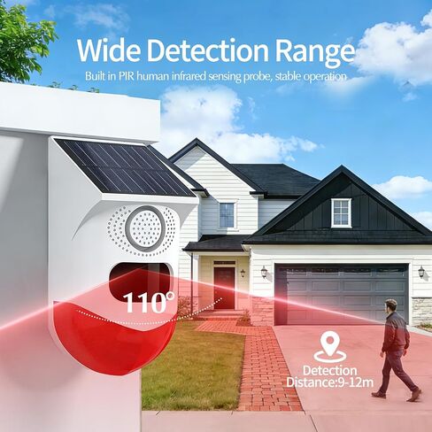 WiFi Motion Sensor, Solar Powered Sensor for Indoor/Outdoor Use, 0~120dB Volume, Remote Control, Timer Settings, Includes Remote Control, 3 Modes for Homes, Farms, Villas in Kuwait