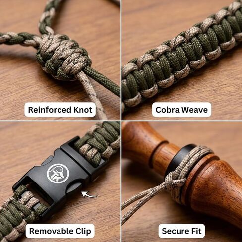Duck Call Lanyard – Paracord 550 Hunting Lanyard with 12 Drop Loops – Durable Hand‑Braided Waterfowl Call Holder for Duck & Goose Hunting in Kuwait