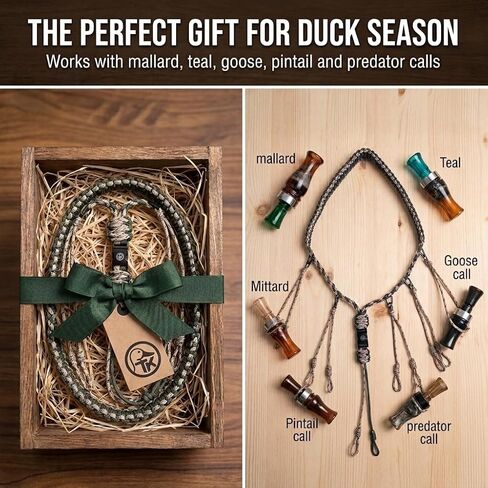 Duck Call Lanyard – Paracord 550 Hunting Lanyard with 12 Drop Loops – Durable Hand‑Braided Waterfowl Call Holder for Duck & Goose Hunting in Kuwait