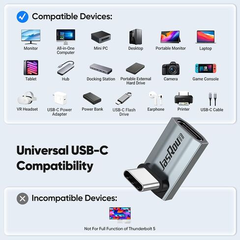 90 Degree USB C Adapter Flat 2Pack, 40Gbps/240W/8K@60HZ Thunderbolt4 in Kuwait