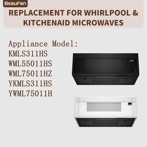 6 Pack Activated Charcoal Filters Replacement for Whirlpool & Kitchenaid Over The Range Microwaves KMLS311HS, WML55011HS, YKMLS311HS, YWML75011H, Compare to Part# W11282981 & W11223147 in Saudi Arabia