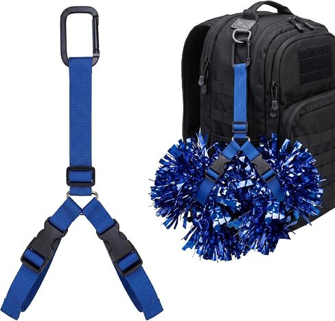 2-Pack Adjustable Cheer Pom Pom Holder & Backpack Straps for Pom Poms, Heavy Duty Gear Strap with Oversized Metal Carabiner and Elastic Keepers, Athletic Carrier Accessories for Girls in Kuwait