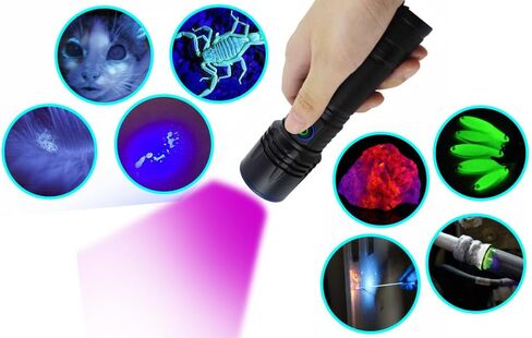 Uv Flashlight for Rocks and Minerals,Gemstones,Uranium Glass,Blood Tracking Black Light for Night Hunting Deer High Power Short Wave/Long Wave 365nm Uv Light (10W with Clip) in Kuwait