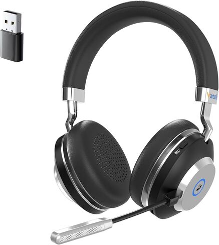 Wantek Wireless Bluetooth Headset with Microphone for Work,45Hrs Playtime with Mute Button,On-Ear Headset with Noise Cancelling Mic for PC,Laptop,Smartphone,Remote Work,Office,Home,Zoom,Skype in Saudi Arabia