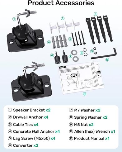 Speaker Ceiling Mount for Satellite Speaker, Tilt and Swivel, 2 Pack in Kuwait