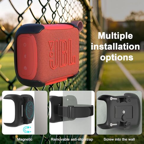 3-in-1 Magnetic Mount with Removable Anti-Slip Strap for JBL GO 5 Portable Bluetooth Speaker,Golf Cart,Pole,Bicycle,Motorcycle,RV,ATV,Wall Mount Accessories (Black) in Saudi Arabia