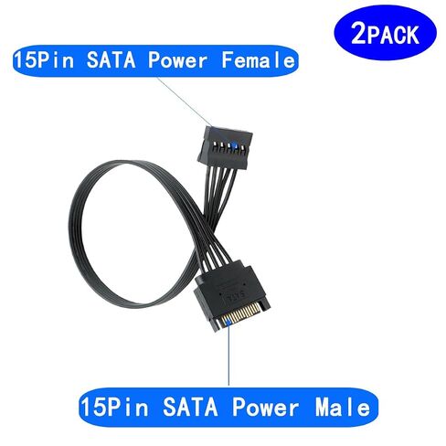 15-pin SATA Power Extension Cable, 22 cm (Approx. 8.66 in), SATA Male-to-Female Cable, SATA Power Extension Cable (2-Pack) in Saudi Arabia