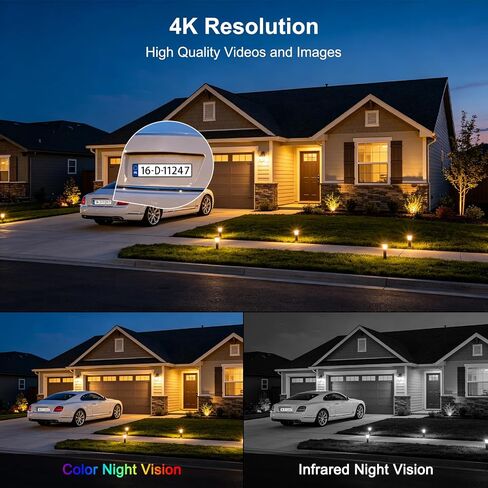 8MP 6K Triple Lens Solar Security Camera Outdoor, 5GHz/2.4GHz WiFi Wireless PTZ Camera, Color Night Vision, Auto Human Tracking, Two-Way Audio,IP66 Weatherproof Home Surveillance Cam in Saudi Arabia
