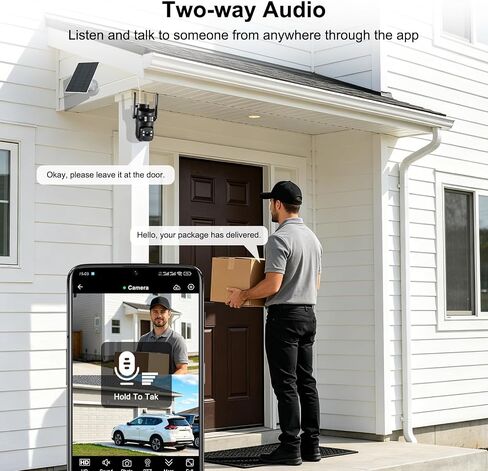 8MP 6K Triple Lens Solar Security Camera Outdoor, 5GHz/2.4GHz WiFi Wireless PTZ Camera, Color Night Vision, Auto Human Tracking, Two-Way Audio,IP66 Weatherproof Home Surveillance Cam in Saudi Arabia