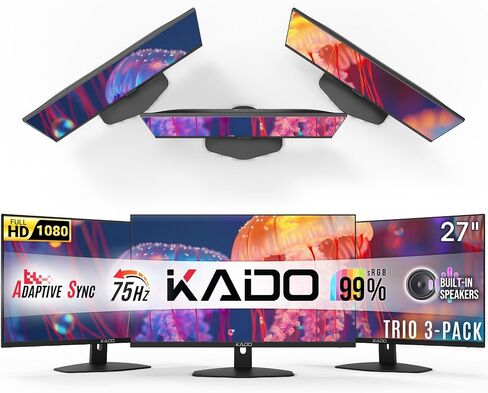 Kado Triple Monitor 3-Pack 27" 1920x1080 75Hz FHD Computer Monitor Trio in Saudi Arabia