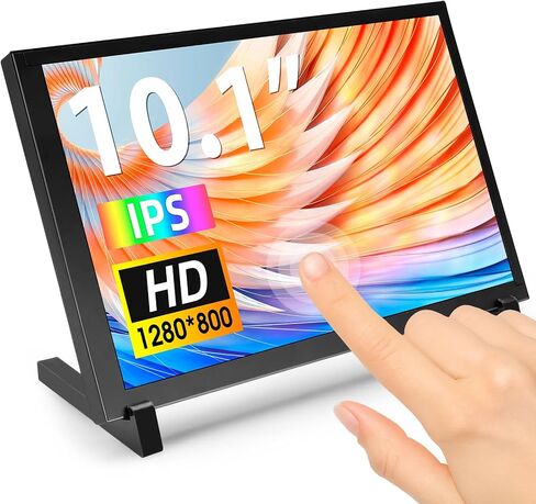 ELECROW 10.1 Inch Touchscreen Monitor, 1280x800 IPS LCD HD Display with Stand, Portable Capacitive Touch Screen for Raspberry Pi 3/3B+/4B/5, Jetson Nano, Banana Pi, PC, Windows, Beaglebone in Kuwait