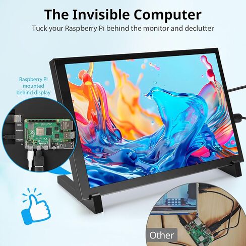 ELECROW 10.1 Inch Touchscreen Monitor, 1280x800 IPS LCD HD Display with Stand, Portable Capacitive Touch Screen for Raspberry Pi 3/3B+/4B/5, Jetson Nano, Banana Pi, PC, Windows, Beaglebone in Kuwait