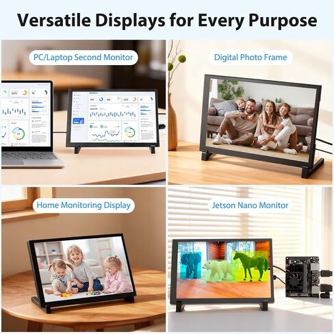 ELECROW 10.1 Inch Touchscreen Monitor, 1280x800 IPS LCD HD Display with Stand, Portable Capacitive Touch Screen for Raspberry Pi 3/3B+/4B/5, Jetson Nano, Banana Pi, PC, Windows, Beaglebone in Kuwait