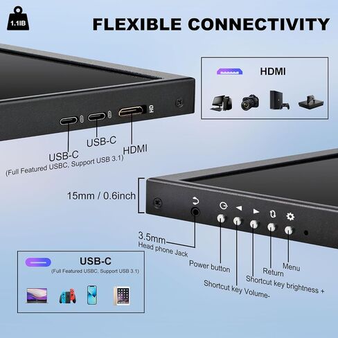 12.3 Inch Touchscreen Secondary Monitor, IPS Stretched Bar LCD Travel in Saudi Arabia