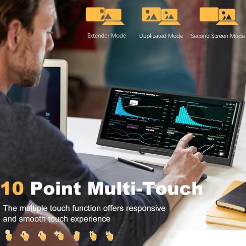 12.3 Inch Touchscreen Secondary Monitor, IPS Stretched Bar LCD Travel in Saudi Arabia