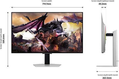 Samsung 32" Odyssey OLED G8 (G80SD) Series 4K UHD Smart Gaming Monitor w QD-OLED, 240Hz 0.03ms, G-Sync Compatible, Glare-Free Display, Sleek Metal Design, LS32DG800SNXZA, 3 Yr Warranty in Saudi Arabia