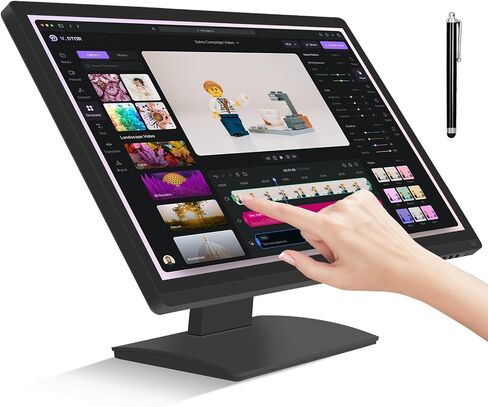 FYHXele 24 Inch Touchscreen Monitor, IPS FHD 1080P Touch PC Display, 100Hz, LED Backlit Multi-Touch Monitor, VESA, HDMI & VGA & USB Computer Touch Screen for Gaming, Business, Warehouse, Bar, Gym in Saudi Arabia