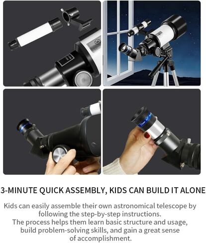WOSPORTS 70mm Refractor Telescope, 300mm, 3X Barlow, Phone Adapter in Saudi Arabia