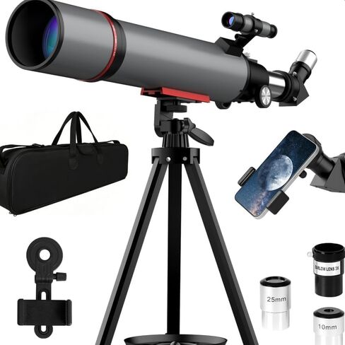 WOZEL Telescope for Adults - 90mm Aperture 600mm Refractor Portable Beginners Telescope High Powered, Magnification 180X, for Astronomy Planet Observation with Phone Adapter Tripod & Carry Bag in Saudi Arabia