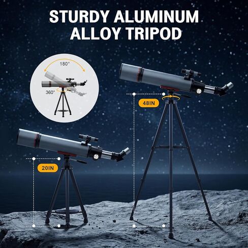 WOZEL Telescope for Adults - 90mm Aperture 600mm Refractor Portable Beginners Telescope High Powered, Magnification 180X, for Astronomy Planet Observation with Phone Adapter Tripod & Carry Bag in Saudi Arabia