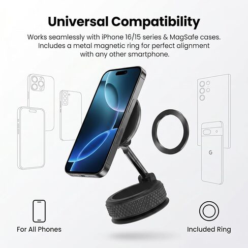 Phone Mount, Magnetic Phone Holder,Strong Suction Cup,Window Mount for All Phones in Saudi Arabia